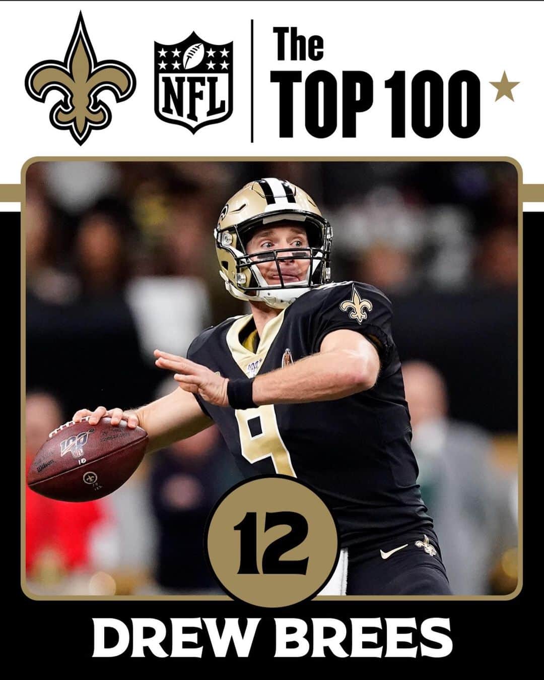 ニューオーリンズ・セインツさんのインスタグラム写真 - (ニューオーリンズ・セインツInstagram)「Drew Brees takes the No. 12 spot on the @NFLNetwork’s #NFLTop100 list! #Saints」7月29日 11時54分 - saints