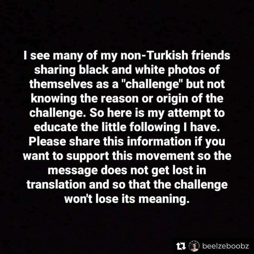 キャロル・アン・ワッツのインスタグラム：「Repost from @beelzeboobz • I have received several requests that wanted me to share this as a post as well. So here goes. I hope this will be able to inform people as to what is going on in Turkey and why the black and white photo challenge exists. Thank you all for sharing this information. #blackandwhite #challengeaccepted #womensupportingwomen #mensupportingwomen #istanbulanlaşmasıyaşatır #blackandwhitechallenge #istanbulsözleşmesiyaşatır」