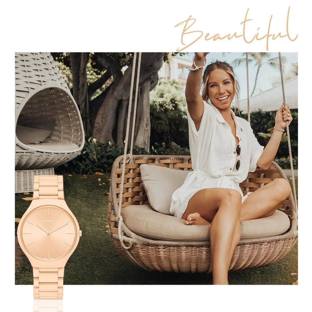 のインスタグラム：「Real beauty is being true to yourself. Keep it simple with the True Thinline Les Couleurs™ Le Corbusier sandy shade of Pale Sienna. #RadoTrueThinline #Feelit」