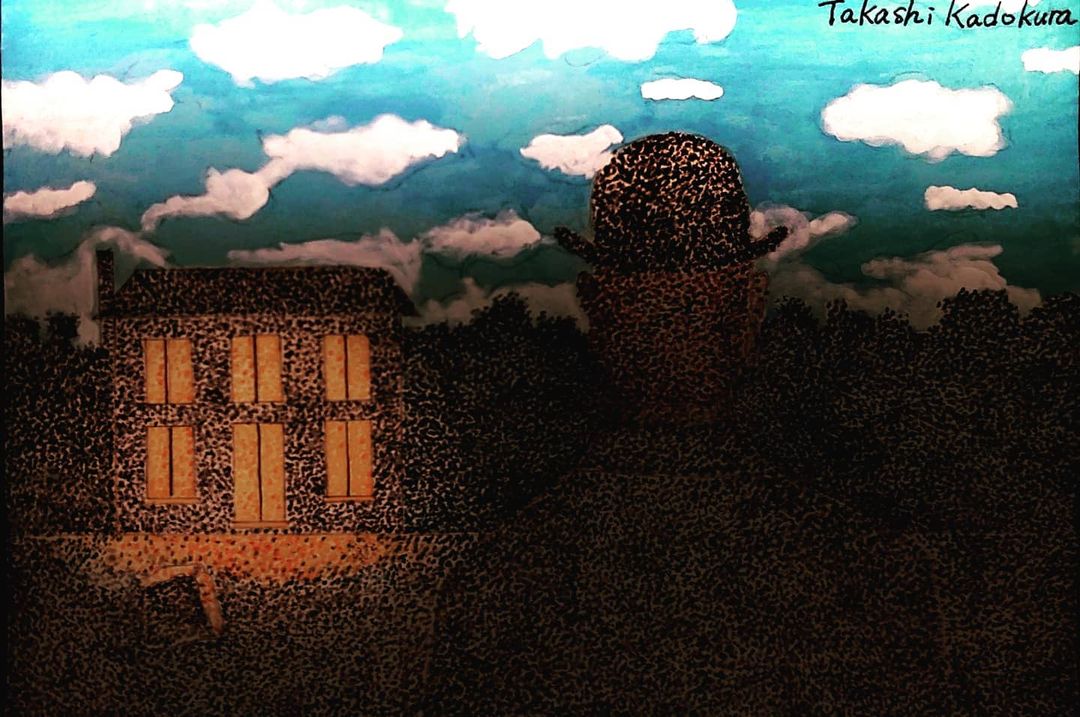 門倉貴史さんのインスタグラム写真 - (門倉貴史Instagram)「ルネ・マグリットの『光の帝国』を点描で模写しました❗昼なのに夜、夜なのに昼… イエーイ🤓😁イエーイ🤓😁イエーイ🤓😁  #ひとりマグリットチャレンジ  #マグリット #Magritte  #点描画 #光の帝国  #門倉貴史」7月29日 18時17分 - takashikadokura