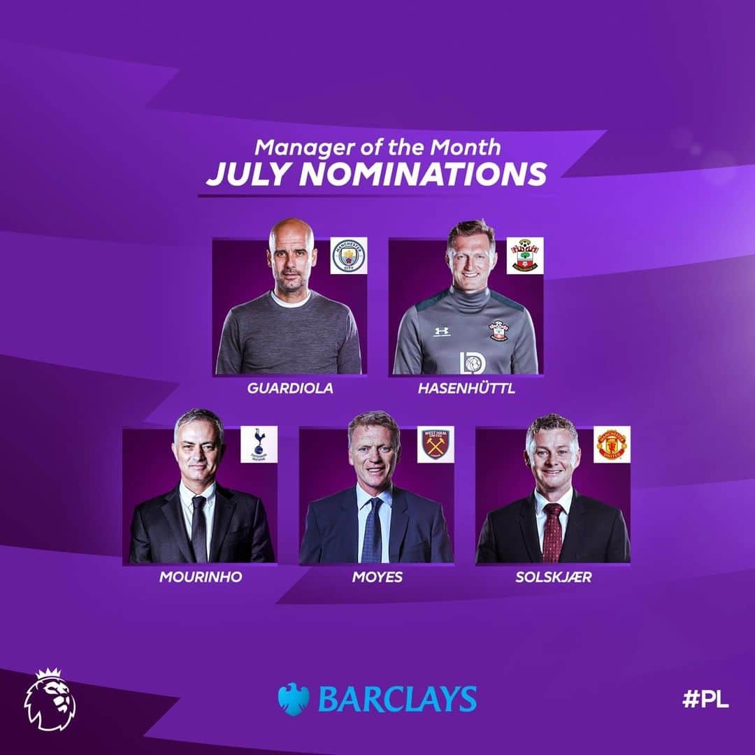 プレミアリーグさんのインスタグラム写真 - (プレミアリーグInstagram)「Who is your @barclaysfootball Manager of the Month for July? 👔」7月29日 20時01分 - premierleague