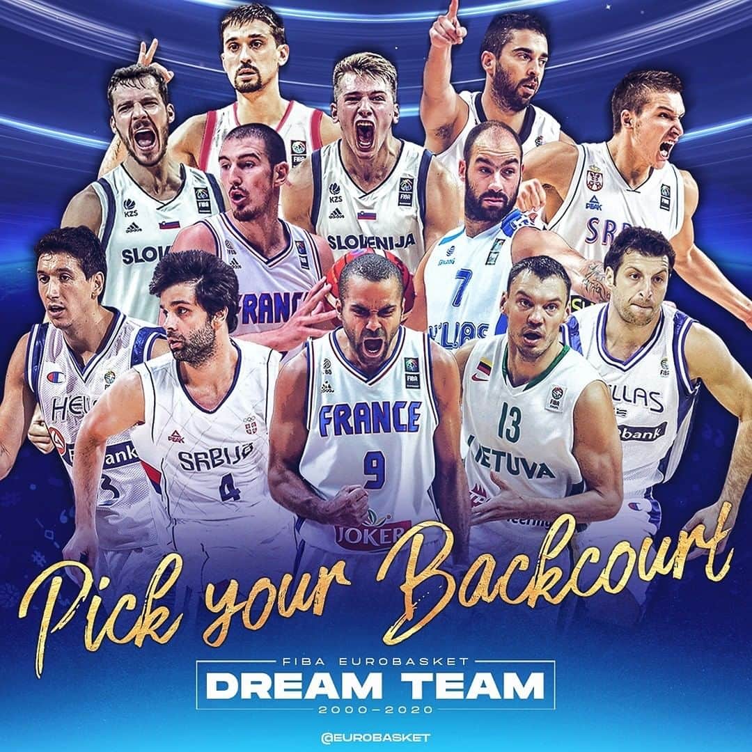 FIBAさんのインスタグラム写真 - (FIBAInstagram)「Who's starring in the backcourt of your 𝒖𝒍𝒕𝒊𝒎𝒂𝒕𝒆 @EuroBasket Dream Team of 2000-2020? 🤔」7月29日 22時06分 - fiba