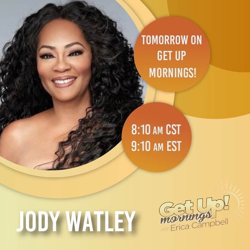 エリカ・キャンベルさんのインスタグラム写真 - (エリカ・キャンベルInstagram)「Tomorrow! @jodywatley joins us on @getuperica. Wake up with us in the morning 6am-10am EST/5am-9am CST. 💛 . . .  📻 Get Up! Mornings with Erica Campbell 💻 www.getuperica.com 📱 Get Up! Mornings app 📞 877-242-2426」7月30日 11時33分 - imericacampbell