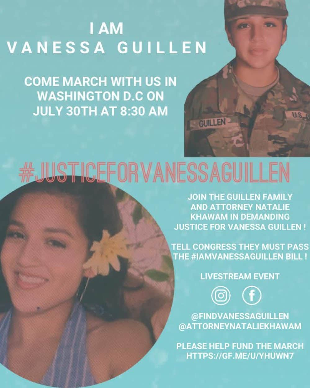 ベッキーGさんのインスタグラム写真 - (ベッキーGInstagram)「Please share, and if you can, safely attend this peaceful march tomorrow in Washington D.C. Please donate to the march fund as well (link in my story). We MUST help the Guillen Family @findvanessaguillen and @attorneynataliekhawam win the fight for #VanessaGuillen, DEMAND #JusticeForVanessaGuillen and for Congress to pass the #IAmVanessaGuillen bill. I will be joining the livestream event tomorrow as well. I will share the link with you guys. 🙏🏽」7月30日 11時21分 - iambeckyg