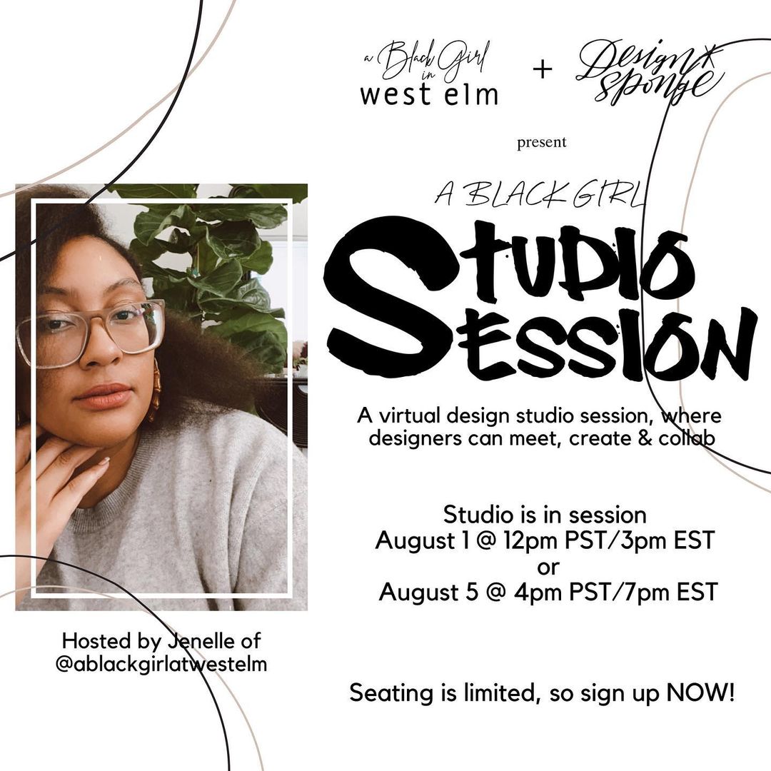 Grace Bonneyのインスタグラム：「It’s Jenelle again! If you are following my stories, you know I just kicked off A Black Girl Studio Session.  Here is a chance for Black interior designers & architects to meet up to work & be creative!  . It’s so hard focusing, here is your chance to commit an hour or two to just work!  .  Visit @ablackgirlinwestelm to sign up! Seating is limited so go now!! #linkinbio」