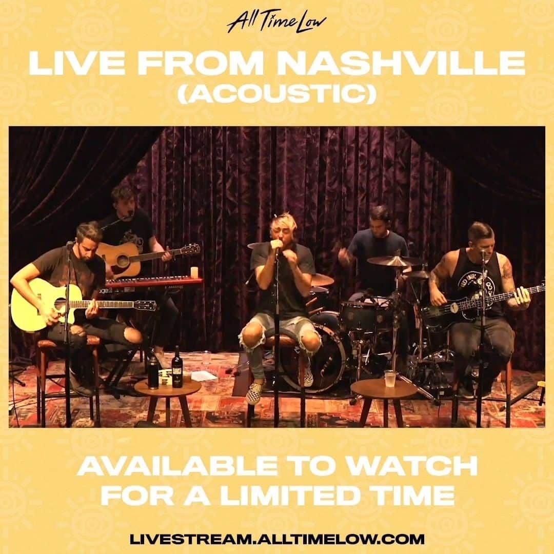 All Time Lowのインスタグラム：「We’ve been hearing that a bunch of you weren’t able to catch the Nashville livestream SO we’ve made it available for a limited time on livestream.alltimelow.com 📺 Already watched? Don’t settle for less, log in and give that boy another watch.」