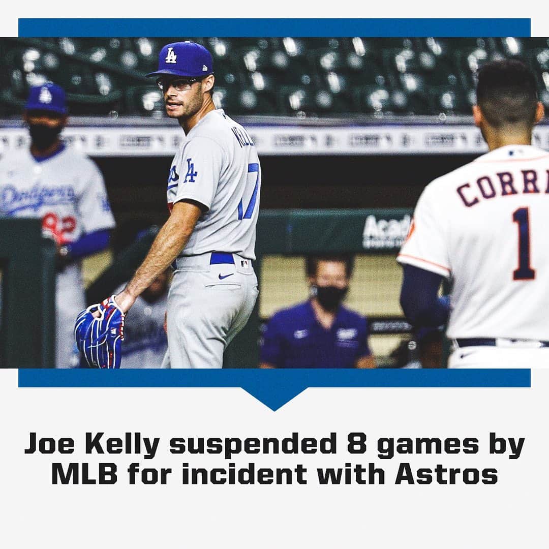 espnさんのインスタグラム写真 - (espnInstagram)「The Dodgers’ Joe Kelly threw a fastball behind Alex Bregman’s head and then later taunted Carlos Correa on the way to the dugout, causing benches to clear 🔗 Link in bio for more」7月30日 6時45分 - espn