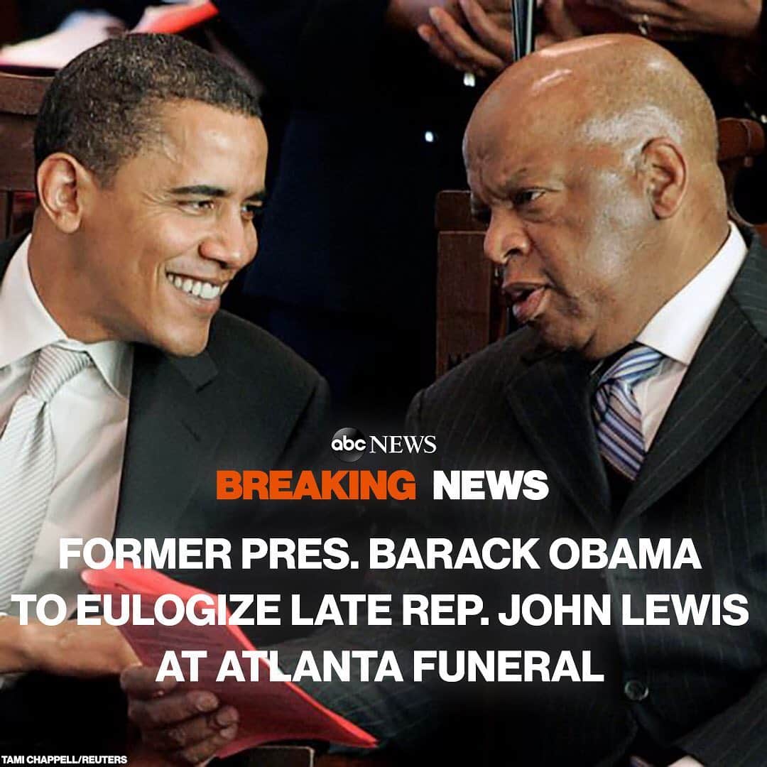 ABC Newsさんのインスタグラム写真 - (ABC NewsInstagram)「JUST IN: Former President Barack Obama will eulogize the late Rep. John Lewis in a funeral service on Thursday, wrapping up six days of memorials paying tribute to his life and his legacy as a civil rights icon.⁣ ⁣ Lewis, the son of Alabama sharecroppers, played an instrumental role in the passage of the landmark Voting Rights Act in 1965 and went on to serve more than three decades in Congress representing the 5th Congressional District of Georgia.⁣ ⁣ Former Presidents George W. Bush and Bill Clinton will also attend the private funeral at the historic Ebenezer Baptist Church, which the Rev. Martin Luther King Jr. once led. Lewis will be buried in South View Cemetery in Atlanta on Thursday afternoon.」7月30日 8時19分 - abcnews