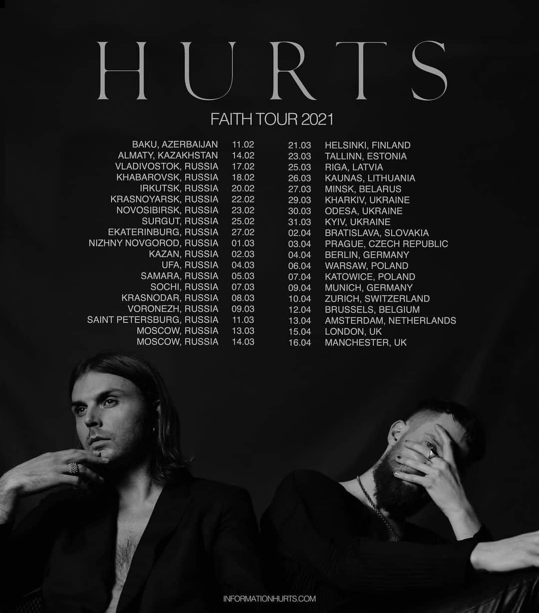 ハーツのインスタグラム：「FAITH TOUR 2021  ON SALE 7TH AUGUST 9AM BST  INFORMATIONHURTS.COM  UK & GERMANY SHOWS  PRE-ORDER 'FAITH' NOW FROM OUR OFFICIAL STORE FOR PRE-SALE TICKET ACCESS」