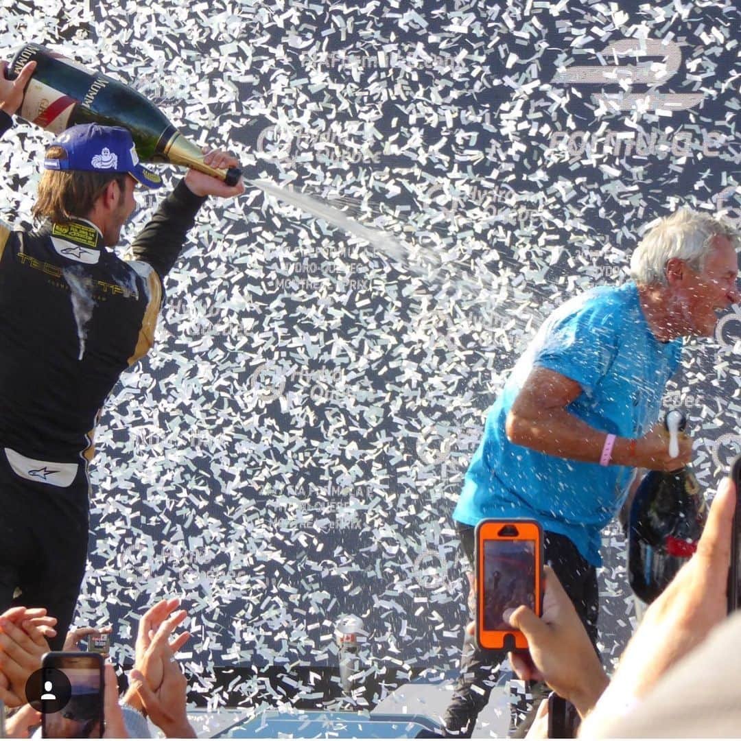 ジャン＝エリック・ベルニュのインスタグラム：「TBT to my first ABB Formula E win and Jean-Paul Driot third constructor title in 2017. We miss you JP  #MontrealEPrix #JEV25」