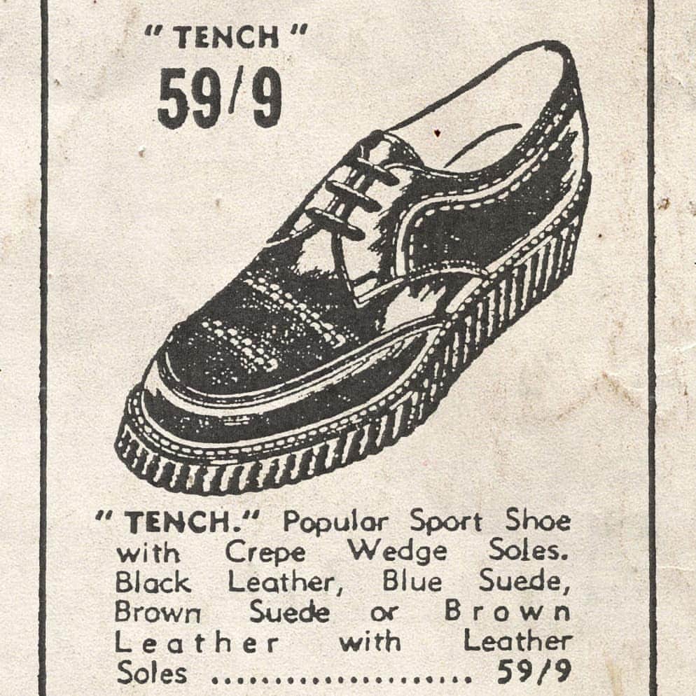 のインスタグラム：「#tbt Tench, another style named after British freshwater fish from the 1955 advertisement in the Dundee Evening Telegraph.  Thanks to Derek at @lewisleathers for this find」