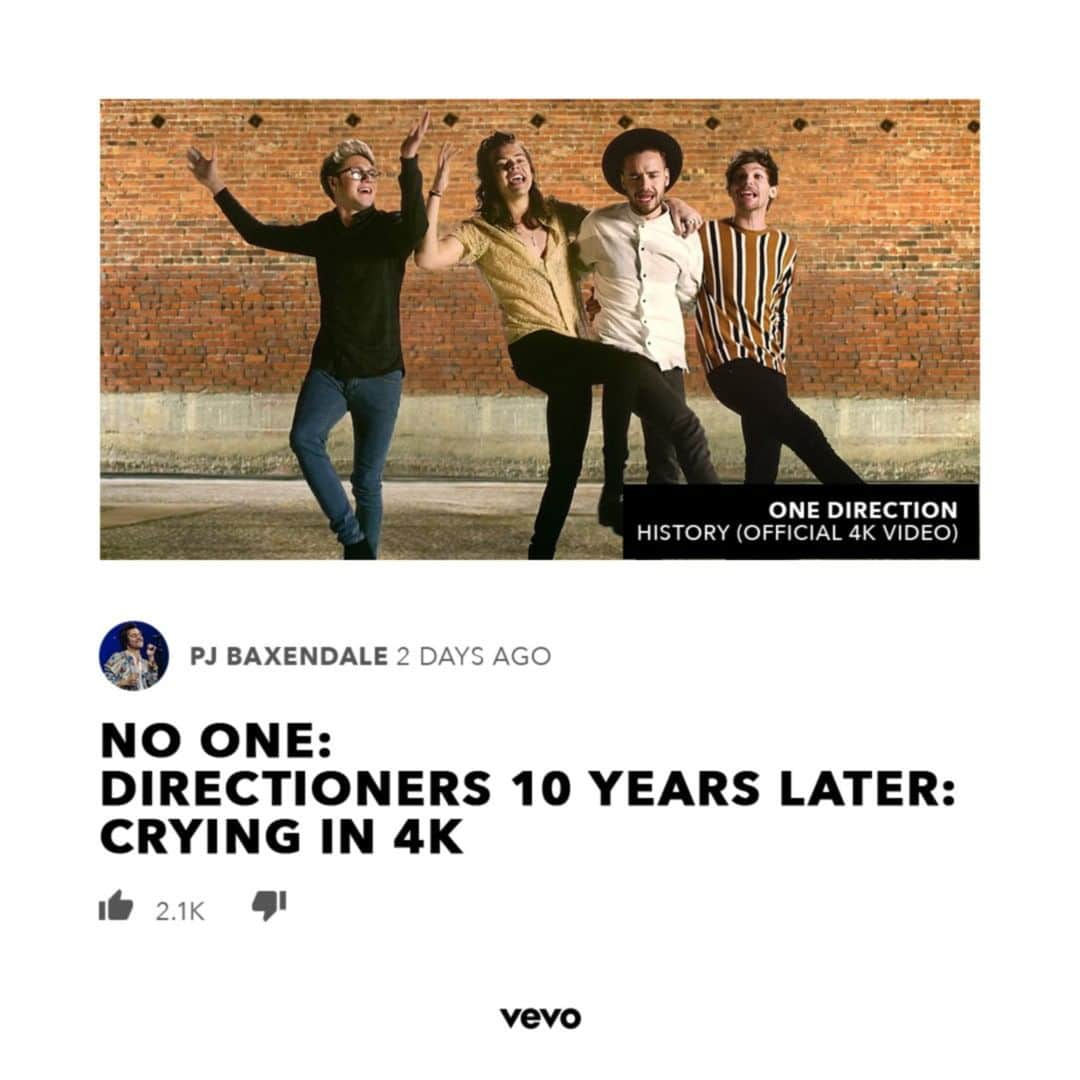 Vevoさんのインスタグラム写真 - (VevoInstagram)「High definition 1D tears 🥺 hit the link in bio to watch some new 4K versions of @onedirection's biggest videos ❤️ #10YearsOf1D」7月31日 5時01分 - vevo