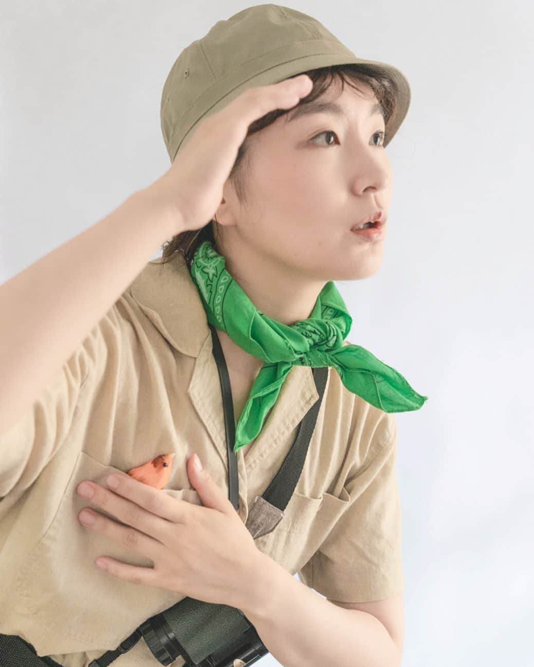 岸茉莉のインスタグラム：「🕊🌿👒🏔🔦🌳🔭 ボーイスカウトシリーズ📷 model @kishi_mari hair make @kishi_mari photo @kishi_mari styling @kishi_mari」