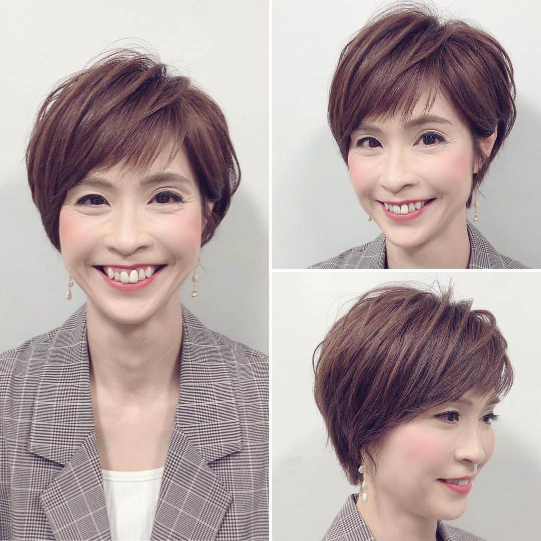 今村涼子さんのインスタグラム写真 - (今村涼子Instagram)「#ショートヘアアレンジ 素敵にしてもらいました。 #大人ショートヘア #クレヨンしんちゃん天気 #スーパーJチャンネル」7月30日 21時50分 - ryoko.imamu