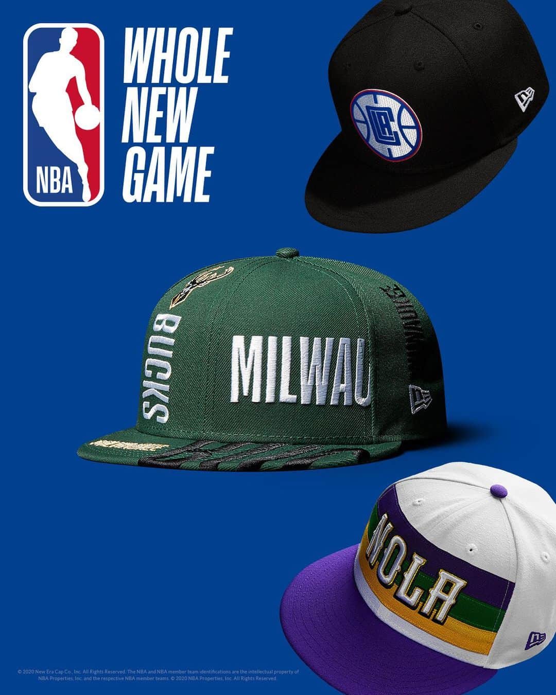 ニューエラ・キャップのインスタグラム：「The NBA is back today with a  #wholenewgame! Tip-off the action for the rest of the season with a New Era NBA Authentics cap available at neweracap.com . Link in bio to shop the official cap of the @nba 🏀」