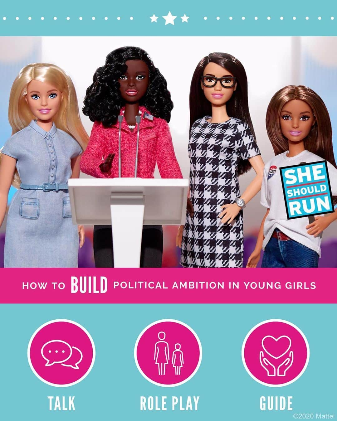 バービーさんのインスタグラム写真 - (バービーInstagram)「Women make up over half of the US population, but less than a third of our government – and the numbers are even lower for Black women. It’s time for that to change.   Barbie has teamed up with @SheShouldRun to introduce girls – especially girls of color – to public leadership roles, and embolden them to lead.   By taking these simple actions, we can continue to build political ambition in the next generation.  Find more tips and tools in the “Help Her Lead” curriculum by She Should Run, at the link in bio. #Barbie2020 #YouCanBeAnything」7月30日 23時51分 - barbie