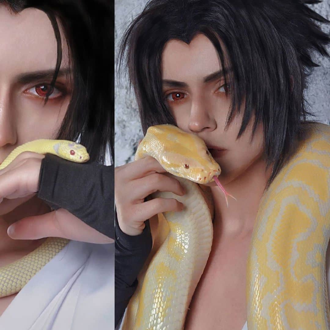 Gesha Petrovichのインスタグラム：「🐍Sasuke Uchiha🐍 With Help and inspiration from @xiao_diva 💕 her art's talent just bomb💣😍 Ph @kira_rayne.ph Ed Mr. MEI Wig @geshacos  Subscribe on P❤️treon.com/GeshaCos for more exclusive content 😏❤️」