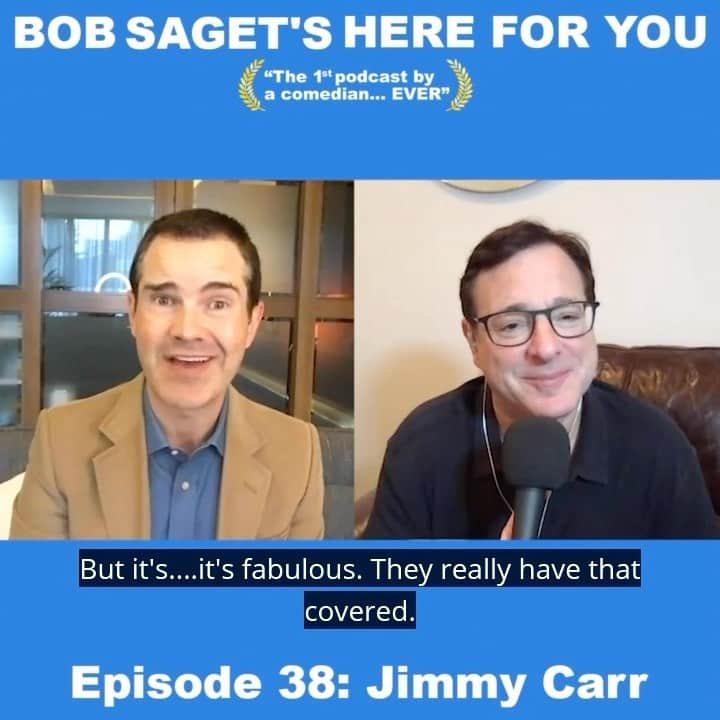 ボブ・サゲットのインスタグラム：「I love TODAY’S NEW EPISODE with my friend the incredibly funny and smart @jimmycarr - It’s titled: “Jimmy Carr and Bob Address Tough Times Head On (as Lightly as Possible)” FOLLOW & LISTEN NOW @spotifypodcasts @spotify @spotifyuk at—> spoti.fi/2BJYdfx  @studio71us @studio71uk @spotifyaunz @spotifyspain @spotifycanada @spotifysa @spotifyde @spotifypoland @spotifymx @spotifyksa @spotifyrussia @spotifyitaly @spotifyasia @spotifyargentina @spotifynl @studio71fr @studio71it #podcasts #comedypodcasts」