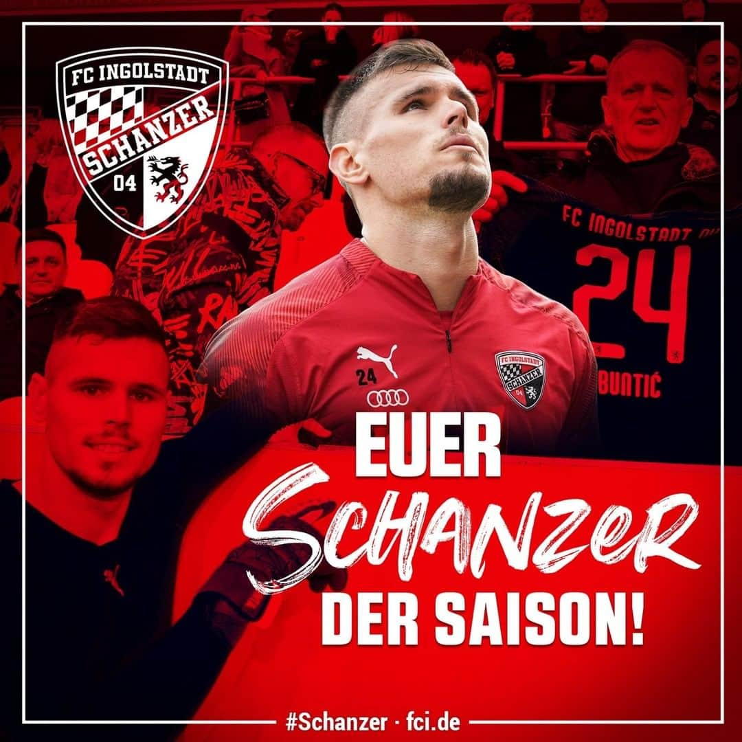 FCインゴルシュタット04さんのインスタグラム写真 - (FCインゴルシュタット04Instagram)「Ihr habt gewählt, liebe FCI-Fans & hier ist euer #Schanzer der Saison: @buntic97‼️⚫️🔴 Mach weiter so & bleib wie du bist, Bunti! Klar ist aber auch: Nur als TEAM werden wir auch 20/21 wieder angreifen können 🤜🤛 . . #schanzerdassindwir #Schanzerfürimmer #Ingolstadt #FCI #FCIngolstadt #soccer #fussball #football #3liga #fu3ball #zeigtsuns #gemeinsam #zusammen #miteinander #immerweiter #zamhoidn #support #Team #Familie #Zusammenhalt #einfachkriegstduwoanders」7月31日 2時03分 - dieschanzer