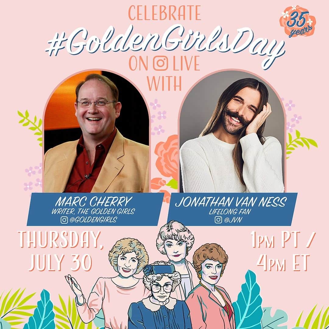 アメリカン・ブロードキャスティング・カンパニーのインスタグラム：「Happy #GoldenGirlsDay! Celebrate on IG live with Marc Cherry and @jvn today at 1pm PST / 4pm EST ✨」