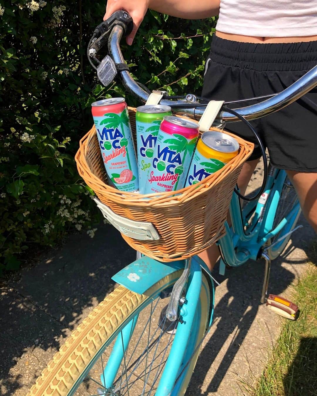 Vita Coco Coconut Waterのインスタグラム：「Bike ride with friends, and by friends I mean Grapefruit, Pineapple Passionfruit, Lemon Ginger, and Raspberry Lime.  Weird Grapefruit doesn't have a last name, I know.」