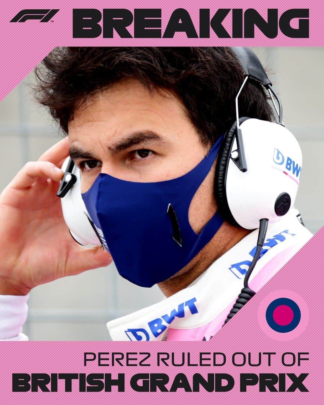 F1さんのインスタグラム写真 - (F1Instagram)「Sergio Perez will not take part in this weekend's British Grand Prix after testing positive for COVID-19. He is self-isolating - along with all his close contacts - and we all wish him a speedy recovery. Racing Point's driver line-up will be announced in due course . #F1 #Formula1 #BritishGP #SergioPerez #RacingPoint」7月31日 4時13分 - f1
