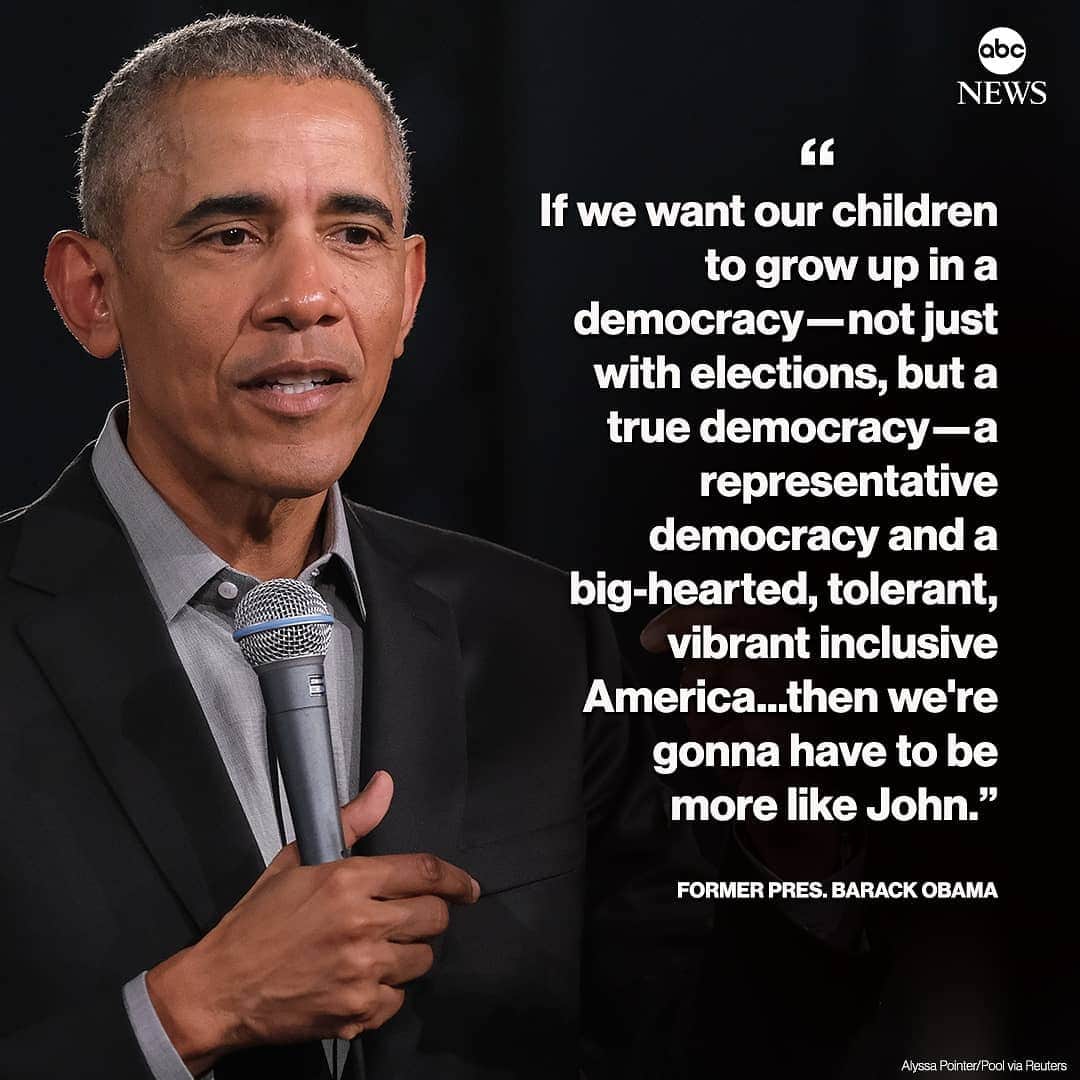 ABC Newsさんのインスタグラム写真 - (ABC NewsInstagram)「Former Pres. Barack Obama: "If we want our children to grow up in a democracy—not just with elections, but a true democracy...then we're gonna have to be more like John." #barackobama #johnlewis #democracy #civilrights」7月31日 4時10分 - abcnews