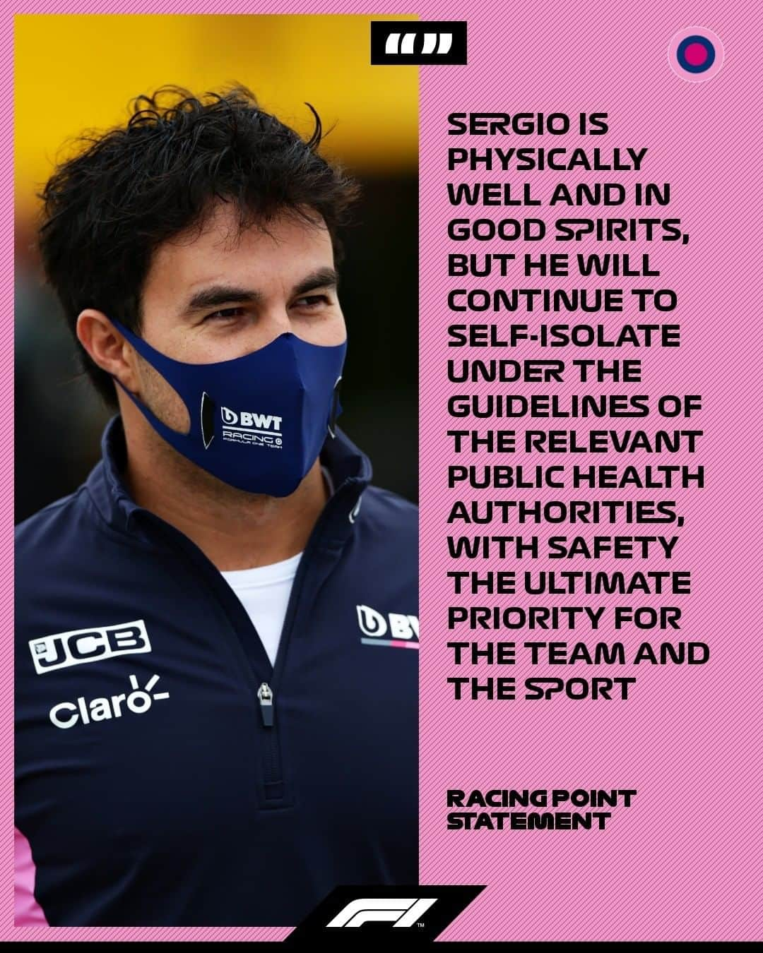 F1さんのインスタグラム写真 - (F1Instagram)「The latest from @racingpointf1 after Checo Perez's positive test for COVID-19. Checo won't take part in the British Grand Prix this weekend, with his replacement to be announced in due course . #F1 #Formula1 #BritishGP」7月31日 4時34分 - f1