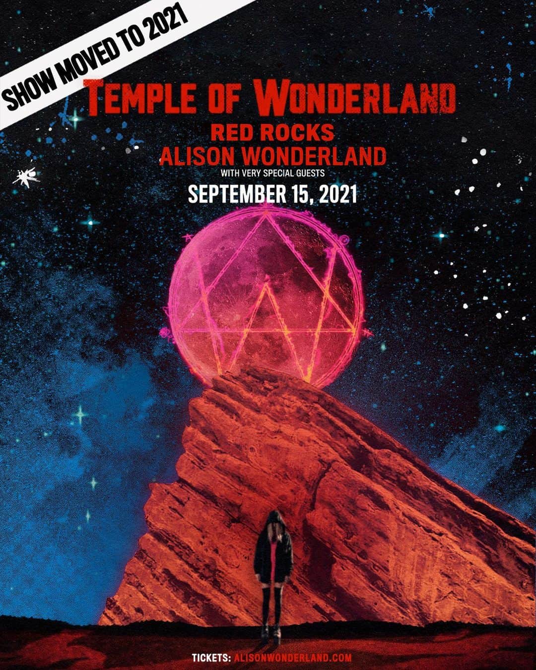 アリソン・ワンダーランドのインスタグラム：「RED ROCKS UPDATE:  I am super sad about this announcement BUT your safety comes first and due to 2020 being the worst, I’ve rescheduled my Red Rocks show to the same date next year. If you have tickets, don’t worry your tickets are valid for next year, or if you want a refund you will have 30 days to get a refund. Ticket holders should get an email soon. Love u guys so much and can’t wait until we can do this again when it’s safe」