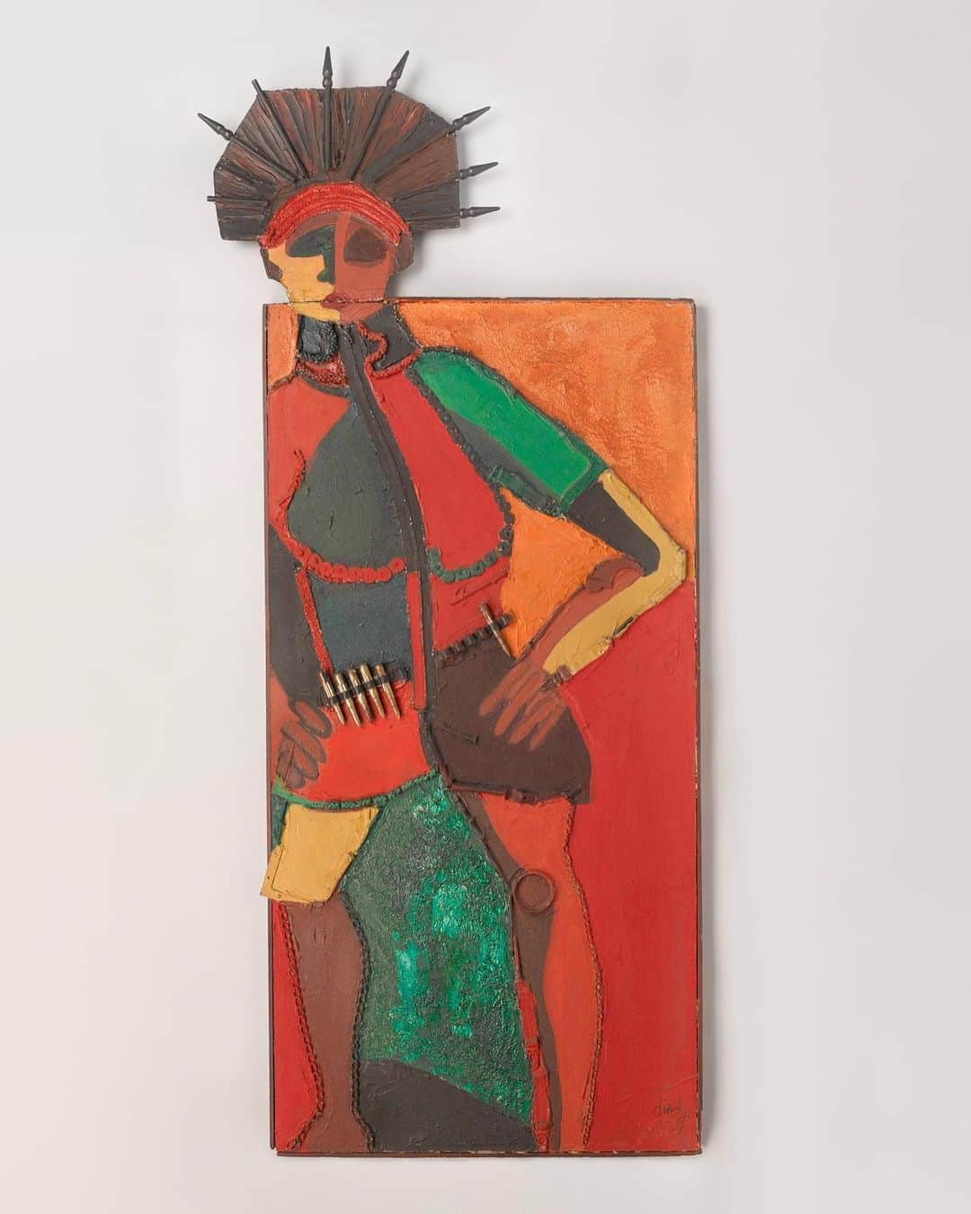 ブルックリン美術館さんのインスタグラム写真 - (ブルックリン美術館Instagram)「Dindga McCannon, a New York City native, is a self-taught textile and mixed media artist whose art addresses her experiences as a Black woman in America. Active in the Black Arts Movement of the 1960s and 70s, McCannon was one of very few women members of the all-Black Weusi Artist Collective, named after the Swahili word for blackness, and was a founding member of the all-women collective “Where We At” Black Women Artists. Her work is personal, and groundbreaking in the way that she seeks to challenge mainstream narratives of patriarchal, white-centric art by bringing forward her personal and political experiences.. McCannon said of her 1971 Revolutionary Sister, “We didn’t have many women warriors (that we were aware of) so I created my own. Her headpiece is made from recycled mini flag poles. The shape was inspired by my thoughts on the statue of liberty; she represents freedom for so many but what about us (African Americans)?” #reflectionsonliberty⁠⠀ ⁠⠀ Dindga McCannon (American, born 1947). Revolutionary Sister, 1971. Mixed media construction on wood. Brooklyn Museum, Gift of R.M. Atwater, Anna Wolfrom Dove, Alice Fiebiger, Joseph Fiebiger, Belle Campbell Harriss, and Emma L. Hyde, by exchange, Designated Purchase Fund, Mary Smith Dorward Fund, Dick S. Ramsay Fund, and Carll H. de Silver Fund, 2012.80.32.」7月31日 6時44分 - brooklynmuseum