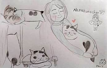 Kachimo Yoshimatsuさんのインスタグラム写真 - (Kachimo YoshimatsuInstagram)「pandachansukiさんがナナクロの絵を描いてくれました。ありがとうございました。  #うちの猫ら #ナナクロ #ナナクロの絵 #nanakuro #猫 #ねこ #cat #ネコ #catstagram #ネコ部 http://kachimo.exblog.jp」7月31日 13時17分 - kachimo