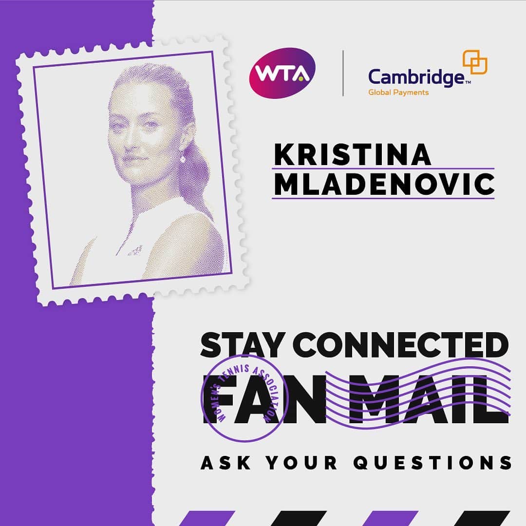 WTA（女子テニス協会）さんのインスタグラム写真 - (WTA（女子テニス協会）Instagram)「Have a question for @kristinamladenovic93? Drop it in the comments and she might answer yours! 📫  Presented by Cambridge Global Payments.」8月1日 0時50分 - wta