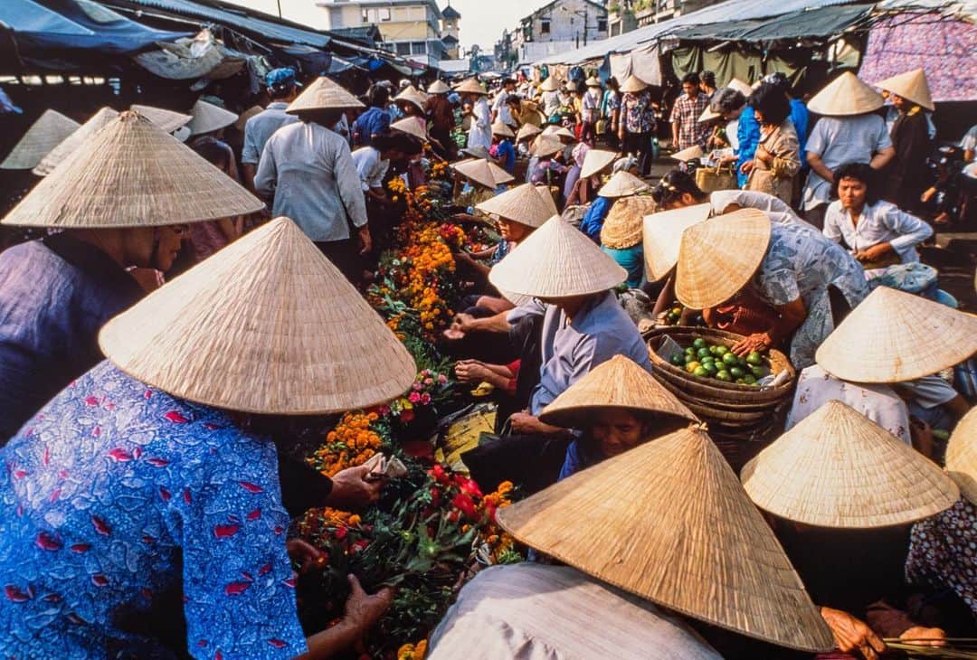 Michael Yamashitaさんのインスタグラム写真 - (Michael YamashitaInstagram)「The Vietnamese love of flowers is nowhere more evident than in the Mekong Delta, the Flower (as well as the Rice) Basket of Vietnam. The marigolds here grow in individual pots over the river waters and are taken to the wholesale market in Cantho for sale throughout the country. #marigolds #mekong #mekongdelta #cantho #vietnam #flowers #vietnameseflower」8月1日 0時08分 - yamashitaphoto
