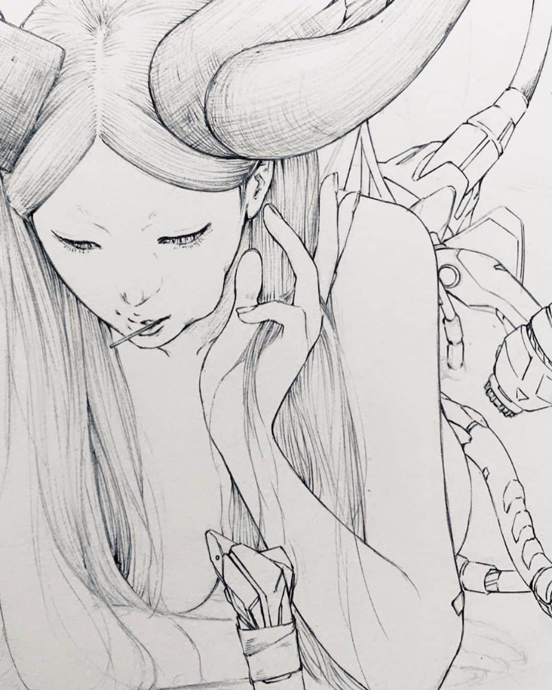 COCOCHOE - Fine Artistのインスタグラム：「About some futuristic fantasy monologues - WIP (2020) by COCOCHOE   Pencil n Pen on A3 Paper   #artstagram #creator #drow #sketches #instaart #instaartist #beautiful #minimalism #mode #moda #mood #dibujar #diseño  #figurative #figuredrawing #sketchbook #coverart #conceptdesign #peinture #dessin #conceptartist #abstractexpressionism #artdaily #artcollective #artgram #newyorker #londoner #parisian #impressionism #abstractexpressionism」