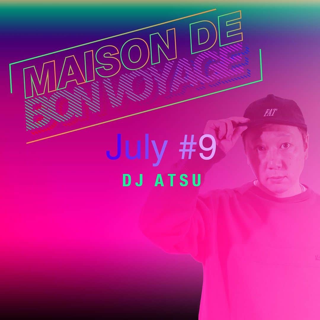 DJ ATSUのインスタグラム：「BON-VOYAGE #Mixcloud ﻿ ﻿ 今月ラストのMixになります！﻿ 良かったら聴いて下さいませ☆﻿ #ボンボヤ ﻿ ﻿ https://www.mixcloud.com/BON_VOYAGE_2020/maison-de-bon-voyage-july-9-mixed-by-dj-atsu/」