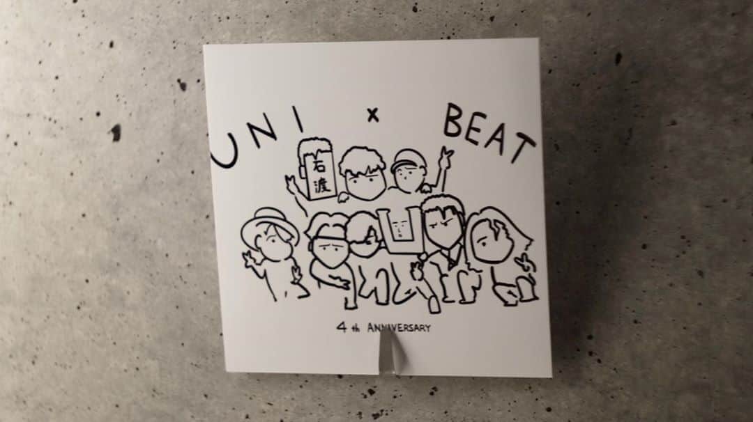 のインスタグラム：「心がこもったイラストがとても気に入ったので早速印刷して部屋に飾ってます✌️ まっちゃんありがとう、大切にする！ 久しぶりに話せて良かったよ^ ^  #UNIONE  #THEBEATGARDEN #KOKOROZASHI」