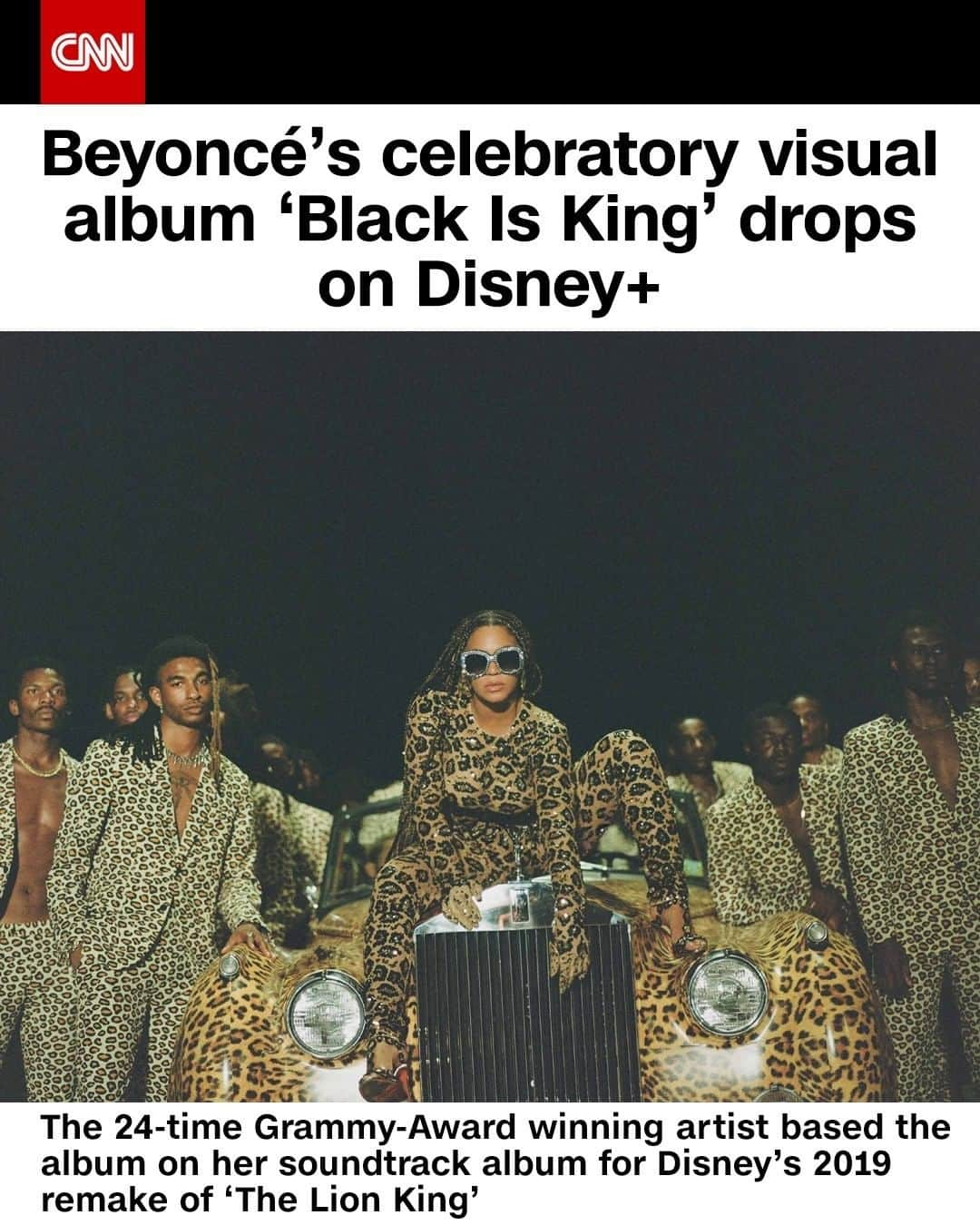 CNNさんのインスタグラム写真 - (CNNInstagram)「Beyoncé, the 24-time Grammy Award-winning queen of pop, has released her hotly-anticipated visual album “Black is King” on Disney+. The album, based on the artist’s soundtrack album for Disney’s 2019 remake of “The Lion King,” aims to reimagine lessons from the film for “today’s young kings and queens in search of their own crowns,” Disney+ said. “Black is King” is Beyoncé’s third visual album, following “Beyoncé” in 2013 and “Lemonade” in 2016, and the company says it is a “celebratory memoir for the world on the black experience.” (📸: Travis Matthews/Parkwood Entertainment/Disney+)」8月1日 9時00分 - cnn