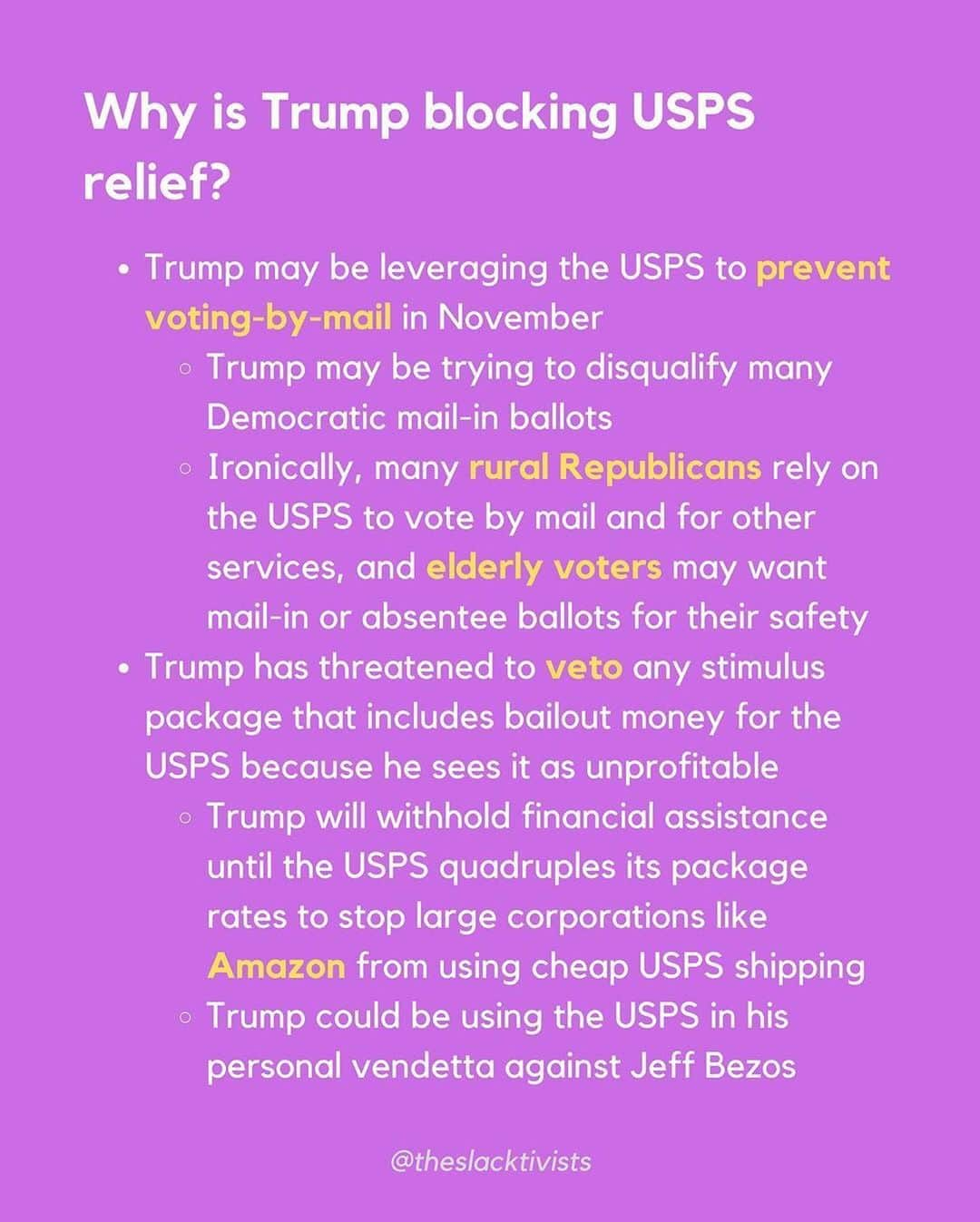 JR・ボーンさんのインスタグラム写真 - (JR・ボーンInstagram)「Repost from @theslacktivists • Trump is blocking federal assistance that may stop the USPS from running out of money as early as next year. Here’s why the USPS is so important and how you can help #SaveTheUSPS.   Photo: NYT  #BuyStamps #SaveUSPS #USPS #UnitedStatesPostalService #USPostalService #PostalService #RestoreTheUSPS #PostalProud #Essential  #EssentialWorkers #delivery #postalworkers #trump #dumptrump #savethepostoffice #votebymail #vote #election2020 #BlackVotesMatter #vote2020 #yourvotematters #votersuppression #getoutthevote #donaldtrump」8月1日 2時09分 - jrbourne1111