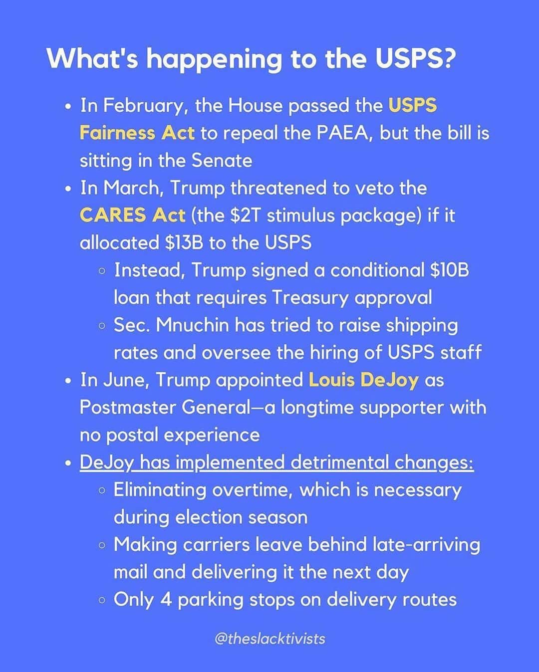 JR・ボーンさんのインスタグラム写真 - (JR・ボーンInstagram)「Repost from @theslacktivists • Trump is blocking federal assistance that may stop the USPS from running out of money as early as next year. Here’s why the USPS is so important and how you can help #SaveTheUSPS.   Photo: NYT  #BuyStamps #SaveUSPS #USPS #UnitedStatesPostalService #USPostalService #PostalService #RestoreTheUSPS #PostalProud #Essential  #EssentialWorkers #delivery #postalworkers #trump #dumptrump #savethepostoffice #votebymail #vote #election2020 #BlackVotesMatter #vote2020 #yourvotematters #votersuppression #getoutthevote #donaldtrump」8月1日 2時09分 - jrbourne1111