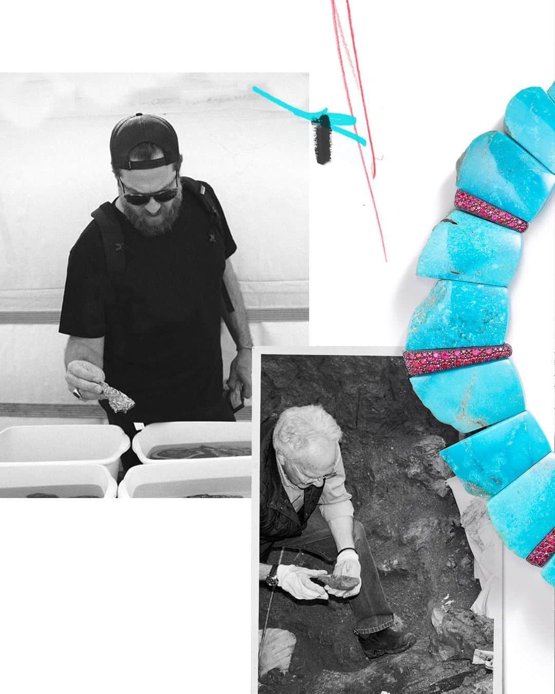 デビッドヤーマンのインスタグラム：「“Gemstones speak to us. We frame their natural beauty in our designs.”—David Yurman. - Pictured, David and his son, Evan, at an American mine. For decades, the Yurmans have traveled the world, sourcing unique gemstones for our collections. #DYRoadTrip #DavidYurman」