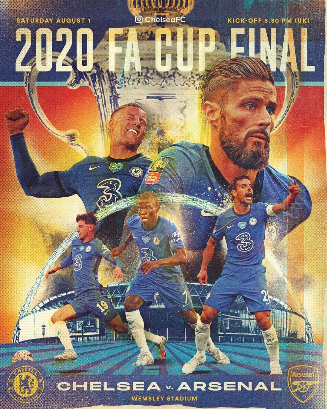 チェルシーFCさんのインスタグラム写真 - (チェルシーFCInstagram)「It’s 𝗖𝗨𝗣 𝗙𝗜𝗡𝗔𝗟 𝗗𝗔𝗬! Wembley awaits. COME ON CHELSEA! 💪 #HeadsUpFACupFinal #CFC #Chelsea」8月1日 15時54分 - chelseafc