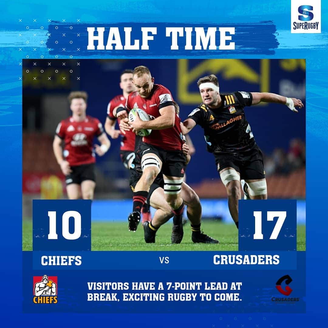Super Rugbyさんのインスタグラム写真 - (Super RugbyInstagram)「HALF-TIME  CHIEFS 10-17 Crusaders  Chiefs have a man down and Crusaders a 7-point lead. Both teams have everything to play for.  #SuperRugby25Years #SuperRugbyAotearoa #CHIvCRU」8月1日 17時03分 - superrugby