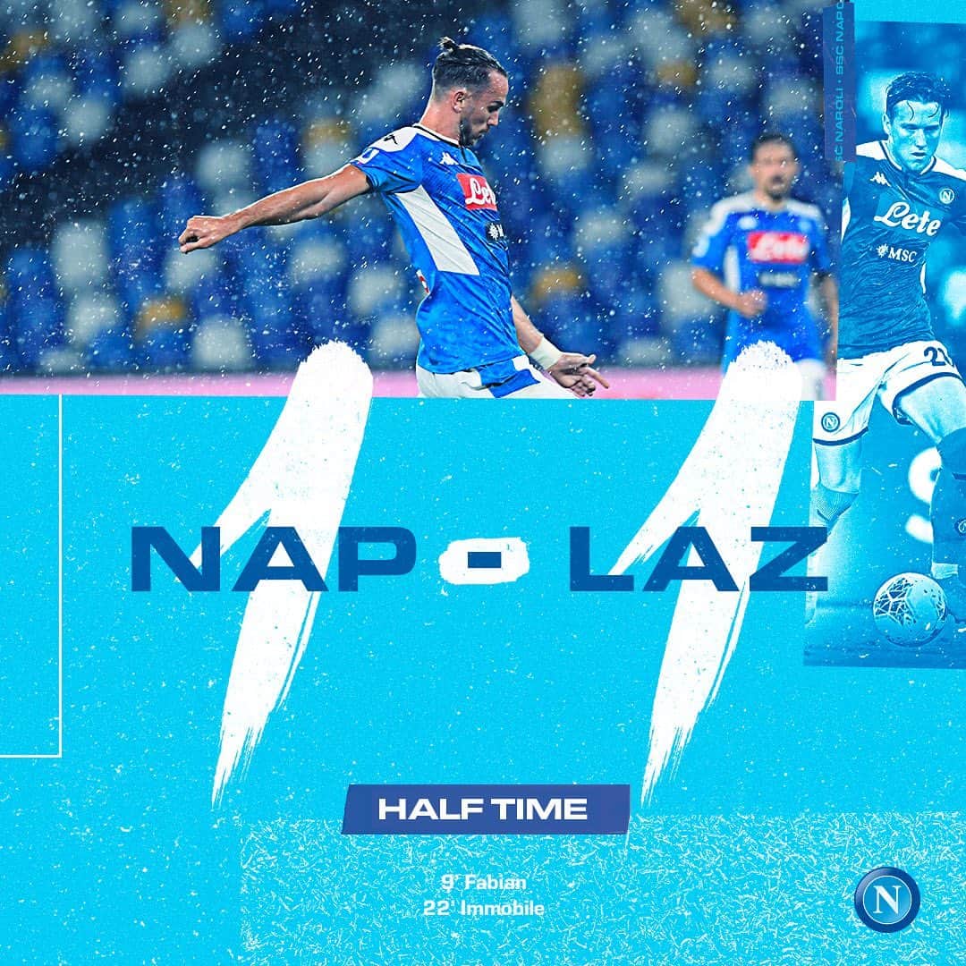 SSCナポリさんのインスタグラム写真 - (SSCナポリInstagram)「⏱ Half Time ⚽ #NapoliLazio 1-1 🏆 #SerieATIM 💙 #ForzaNapoliSempre」8月2日 4時37分 - officialsscnapoli