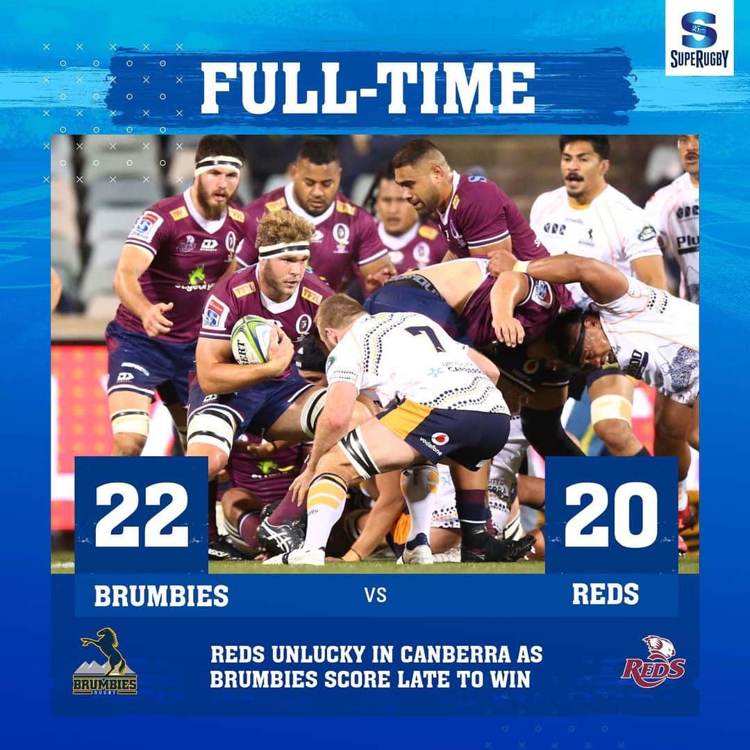 Super Rugbyさんのインスタグラム写真 - (Super RugbyInstagram)「#BRUvRED Full-time Heartbreak for Reds as Brumbies kick late penalty to win in Canberra」8月1日 20時07分 - superrugby