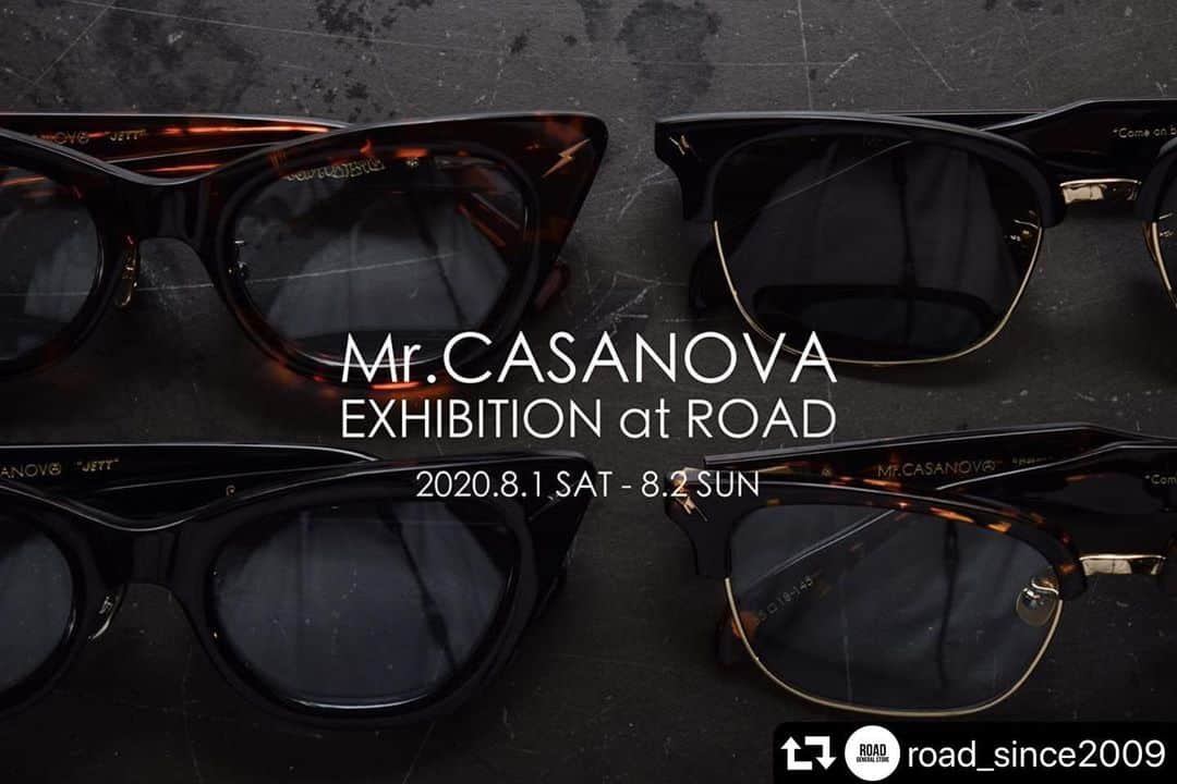 ジェットセイヤさんのインスタグラム写真 - (ジェットセイヤInstagram)「#repost @road_since2009 ・・・ [EXHIBITION]﻿ ﻿ Mr.CASANOVA EXHIBITION at ROAD﻿ 2020.8.1(土) - 8.2(日)﻿ ﻿ Mr.CASANOVA新作受注会を開催。﻿ 人気モデル"STOMP"の新色、JETT SEIYA氏とのコラボモデル"JETT"の両型全カラーを店頭にて展示。ご試着・ご予約を承ります。﻿ 先日リリースされたメンテナンスキットもご用意しております。﻿ ﻿ _﻿ ﻿ ROAD﻿ ADDRESS 〒460-0012 名古屋市中区千代田1-1-24稲垣ビル1F﻿ ︎TEL  052-263-0050﻿ OPEN  12:00~20:00(無休)﻿ _﻿ ﻿ #lewisleathers #rudegallery #rudegalleryblackrebel #sundinistaexperience #magicaldesign #lostcontrol #geruga #addictclothes #gavial #ployd #render #rollingdubtrio #tokyosandal #possessed #strum #rev2016 #mr_casanova_eyewear #crimie #chordnumbereight #msmltokyo #samuraicore #road_2009 #nagoya #名古屋」8月1日 20時39分 - jett_seiya_lvasp