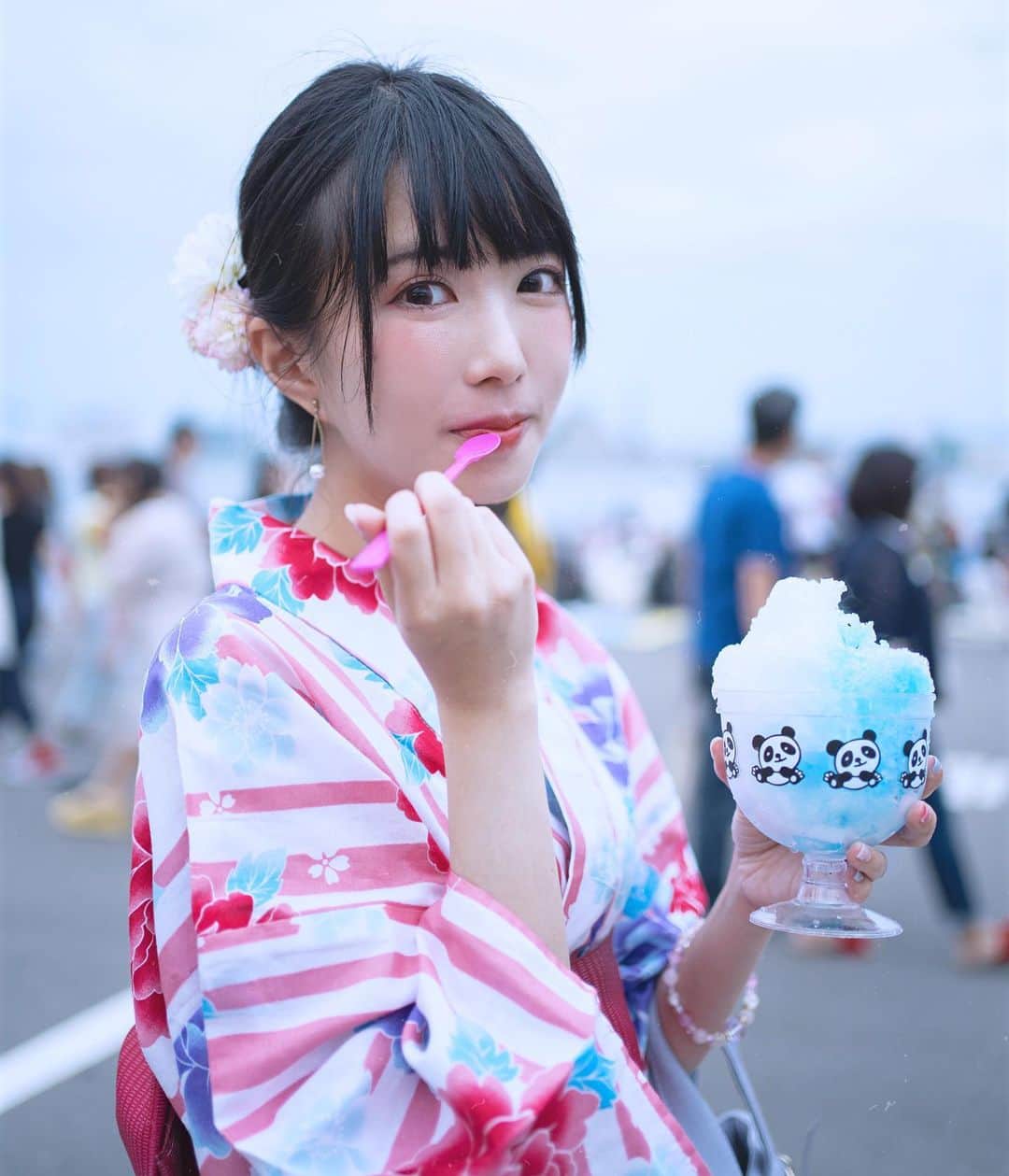 キアナのインスタグラム：「今年は浴衣を着る機会がなさそう🥺 またお祭り行きたいな🤥 #過去pic」