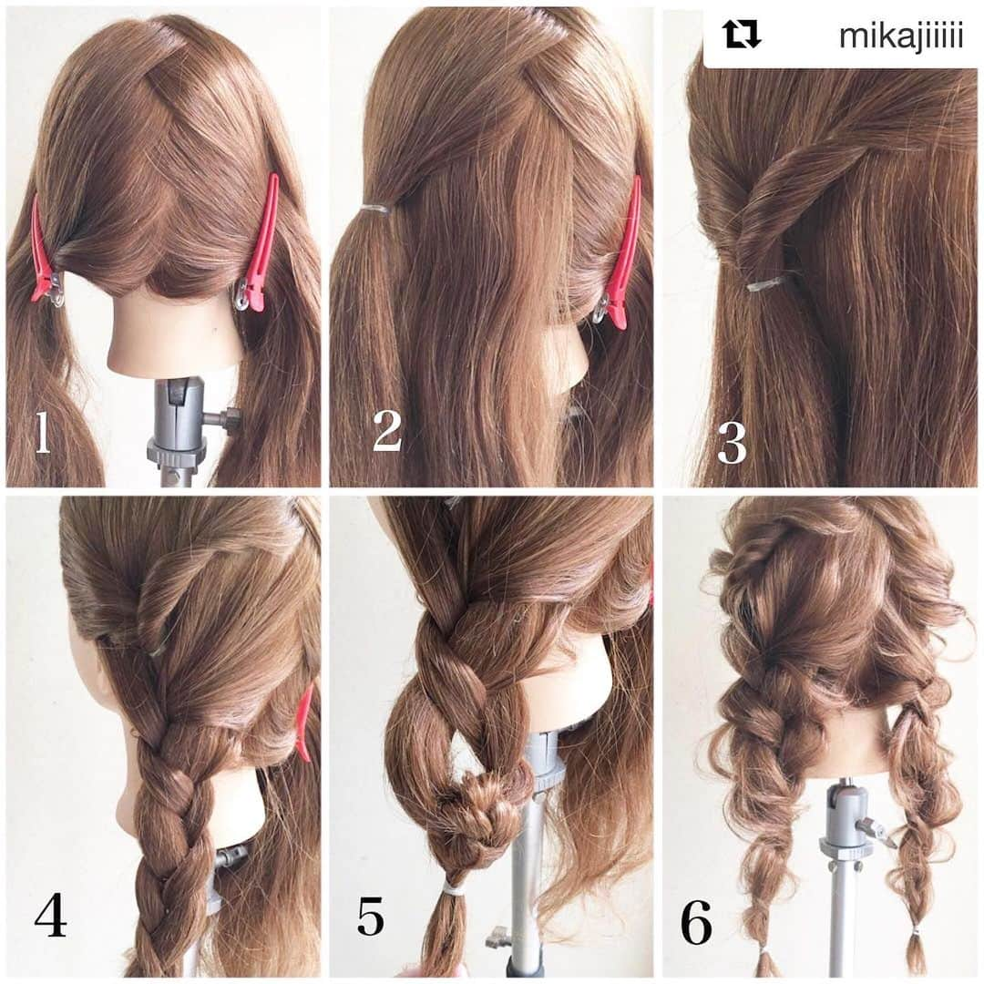 kingmetal23 ヘアアレンジさんのインスタグラム写真 - (kingmetal23 ヘアアレンジInstagram)「皆様こんばんは🌜😊  #Repost @mikajiiiii with @get_repost ・・・ ピンなし、くるりんぱアレンジ🎀  キャップに合わせても可愛いアレンジです☺︎ 1.左右２つにわけます。今回はジグザグに分けてます。  2. 上部分をゴムで結びます。  3.くるりんぱします。  4.下部分の髪の毛を三等分して三つ編みしていきます。  5.ゴムでくくってから三つ編みのまんなかでくるりんぱします。 片側も同じことを繰り返します。  6.全体にほぐして完成です(❁ᴗ͈ˬᴗ͈) #ヘアアレンジ#美容師 #美容院#神戸#美容室#ロカリ#兵庫#三宮#元町#トアウエスト#栄町#姫路#垂水#三田#西宮#神戸美容室#アントテン#antten#簡単アレンジ#ヘアアレンジ解説 #ヘアアレンジ動画 #簡単ヘアアレンジ #アレンジ動画 #アレンジ解説 #ロカリヘア#updo#大人かわいい#おうち時間」8月1日 21時23分 - kingmetal23