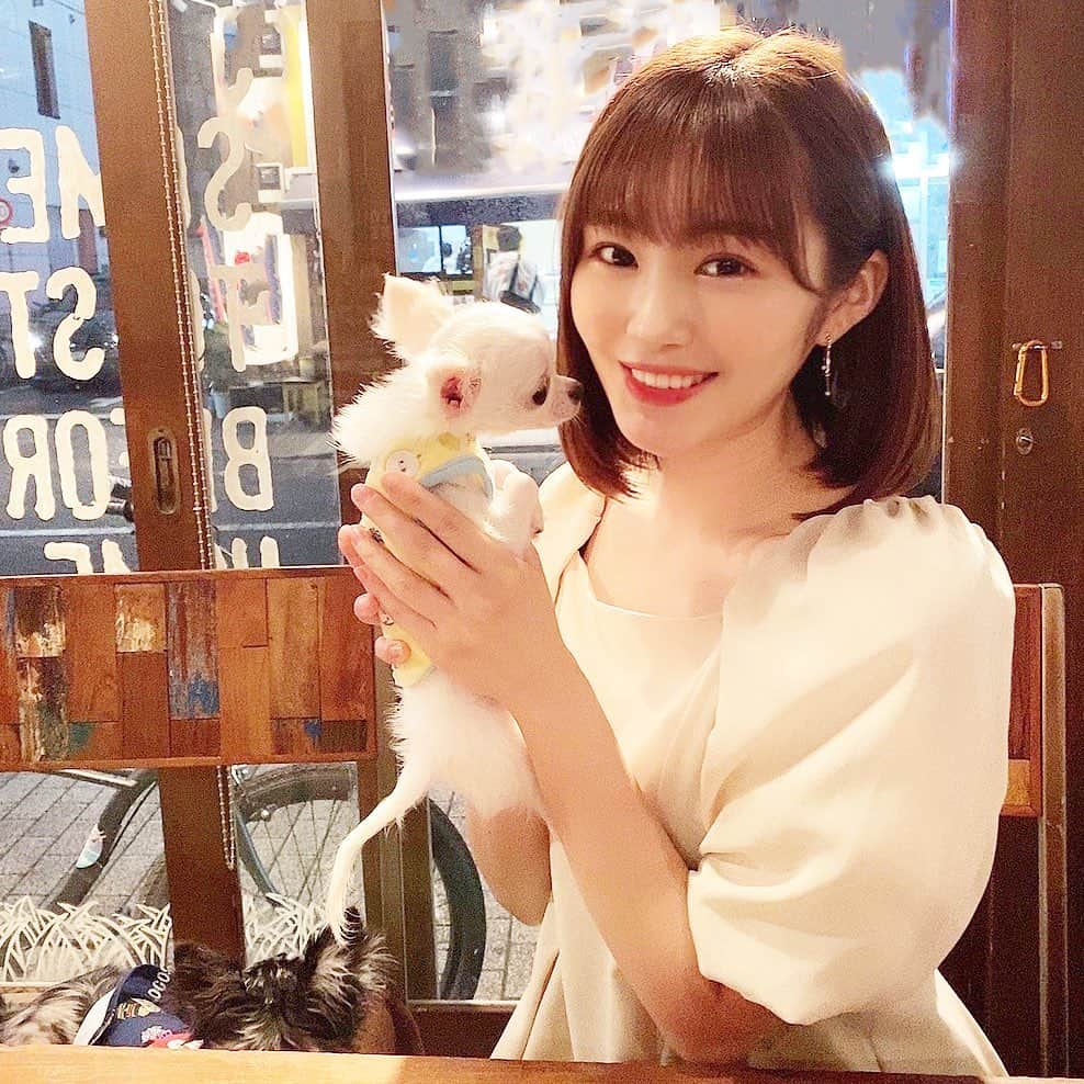 川上礼奈さんのインスタグラム写真 - (川上礼奈Instagram)「. 息子3ちぃとcafeに🐶☕️ ぱにはこのアカウント初登場かも😳🤍 今日の私服は @honeyant.shop のone-pieceです👗✨」8月1日 21時58分 - kawakami_rena