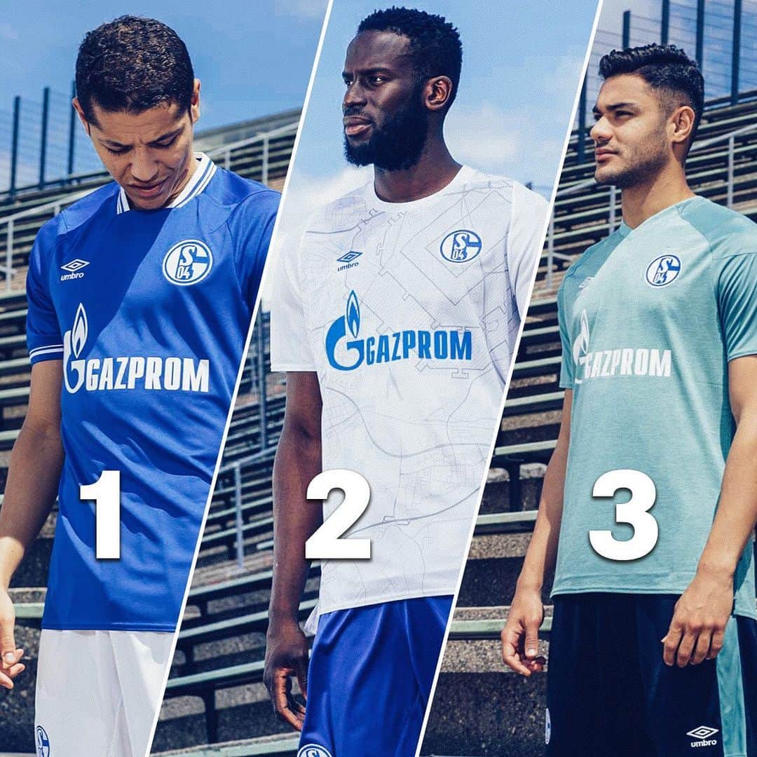 シャルケ04さんのインスタグラム写真 - (シャルケ04Instagram)「1️⃣, 2️⃣ oder 3️⃣? Welches Trikot ist euer Favorit? . . Three fresh new kits! Which is your favourite? . . #Schalke #S04 #Trikot @amineharit @doudou_salouf @ozankabak4 #Bundesliga #Football #Soccer #Futbol #Knappen #Königsblau #WirLebenDich #🔵⚪️」8月1日 22時39分 - s04
