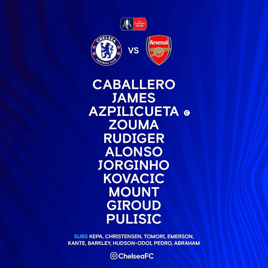 チェルシーFCさんのインスタグラム写真 - (チェルシーFCInstagram)「Team news from Wembley! 💪 COME ON CHELSEA! 👊 #HeadsUpFACupFinal」8月2日 0時37分 - chelseafc